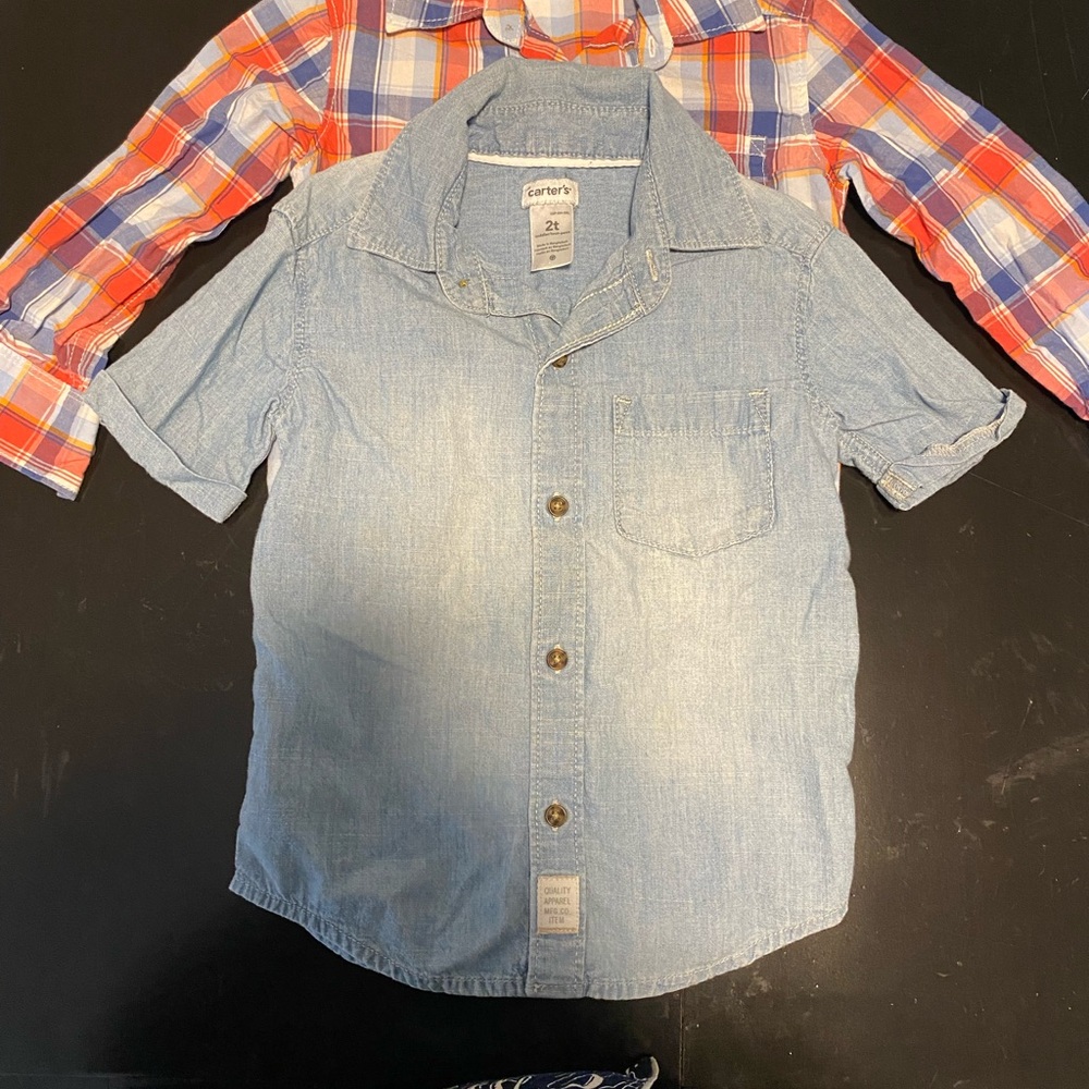 2 Carter's Baby Boy's Sz 18M Shirt Short Sleeve Button Down Bright Colored